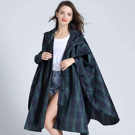 Poncho Pluie Carreaux Écossais - Collection Pluie Trendy Carreaux Vert / L