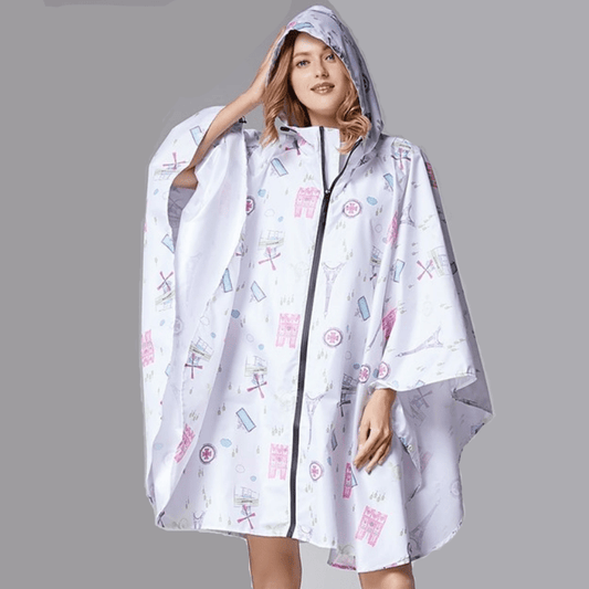 Poncho Pluie Eiffel Iconic Blanc