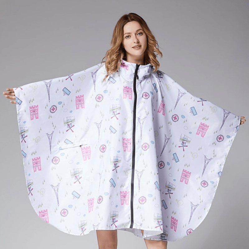 Poncho Pluie Eiffel Iconic Blanc