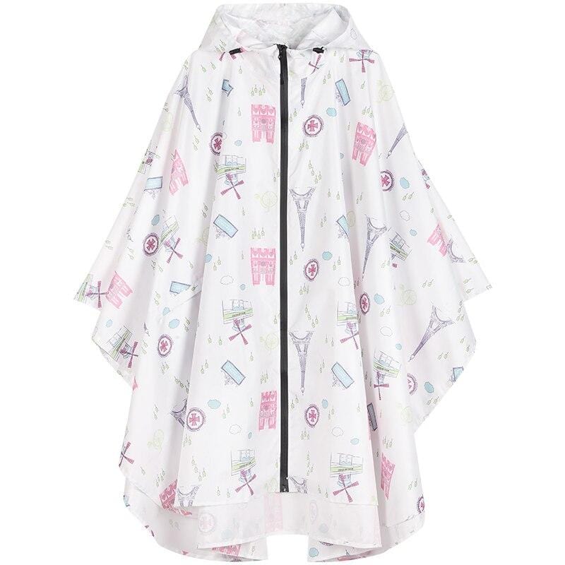 Poncho Pluie Eiffel Iconic Blanc