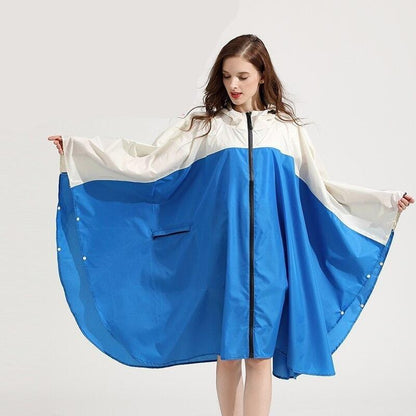 Poncho Pluie Femme Élégant Bleu & Beige Bleu foncé & beige