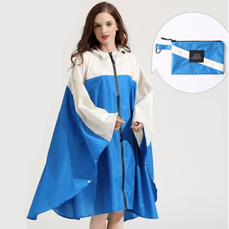 Poncho Pluie Femme Élégant Bleu & Beige Bleu foncé & beige