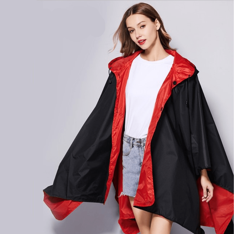 Poncho Pluie Noir & Rouge par WeatherPro Rouge & Noir