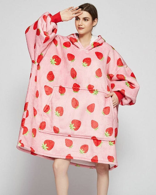 Poncho Polaire Femme aux Fraises fraises / unique