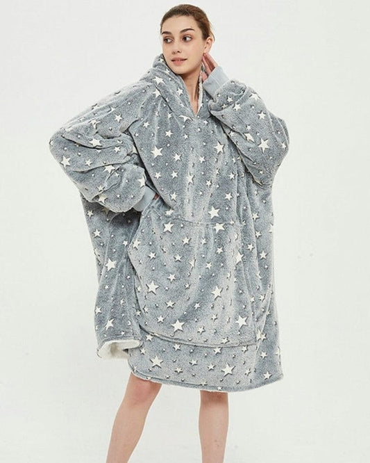 Poncho Polaire Femme Nuit - Collection Cozy Nights Gris