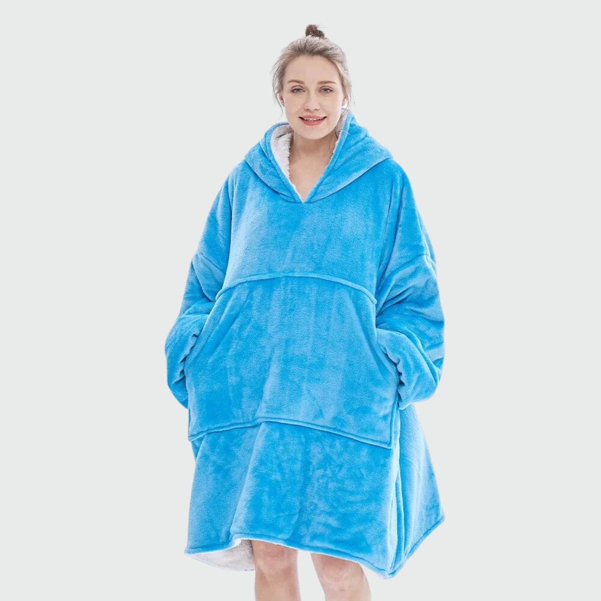 Poncho Polaire Femme pour l'Hiver bleu clair / unique