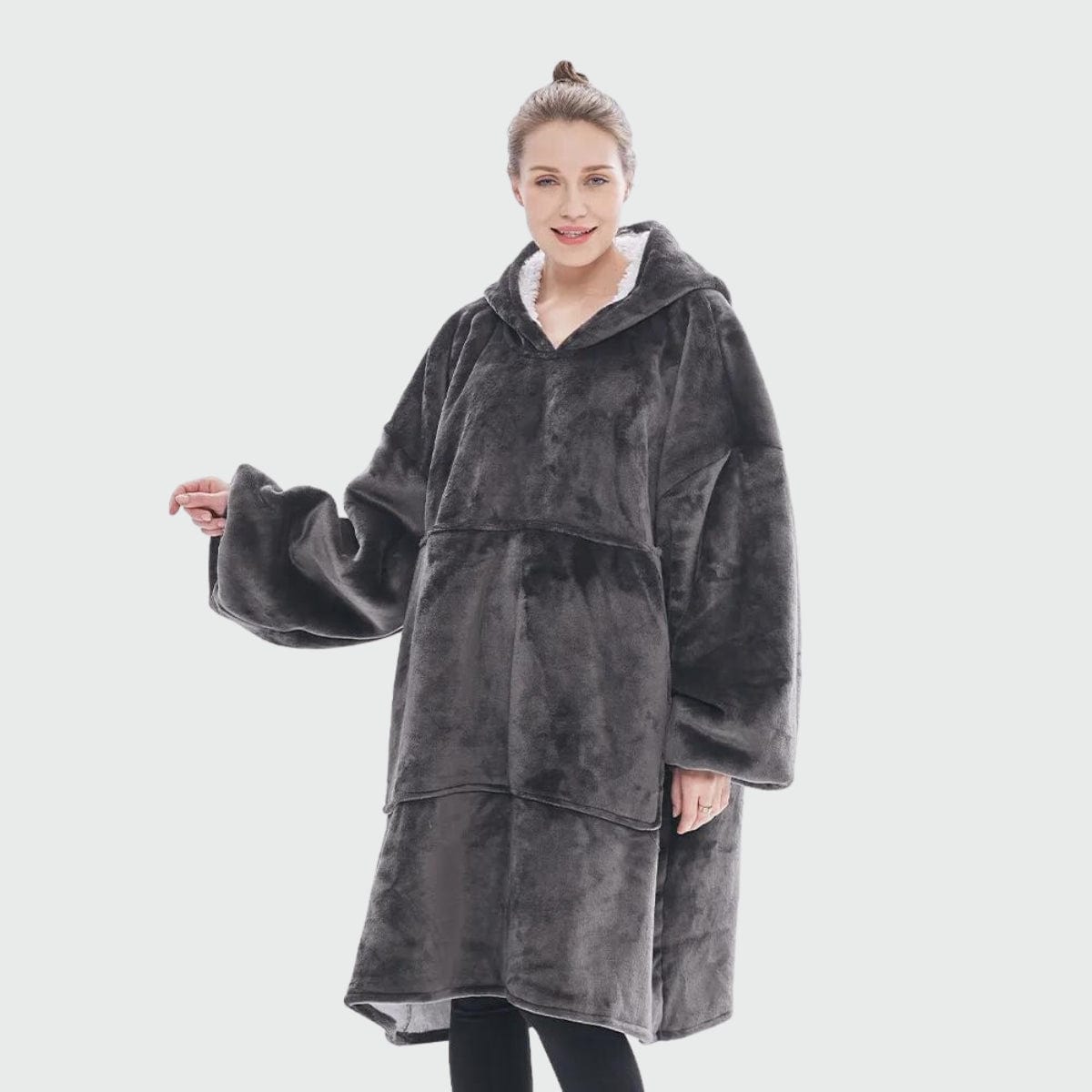 Poncho Polaire Femme pour l'Hiver gris / unique