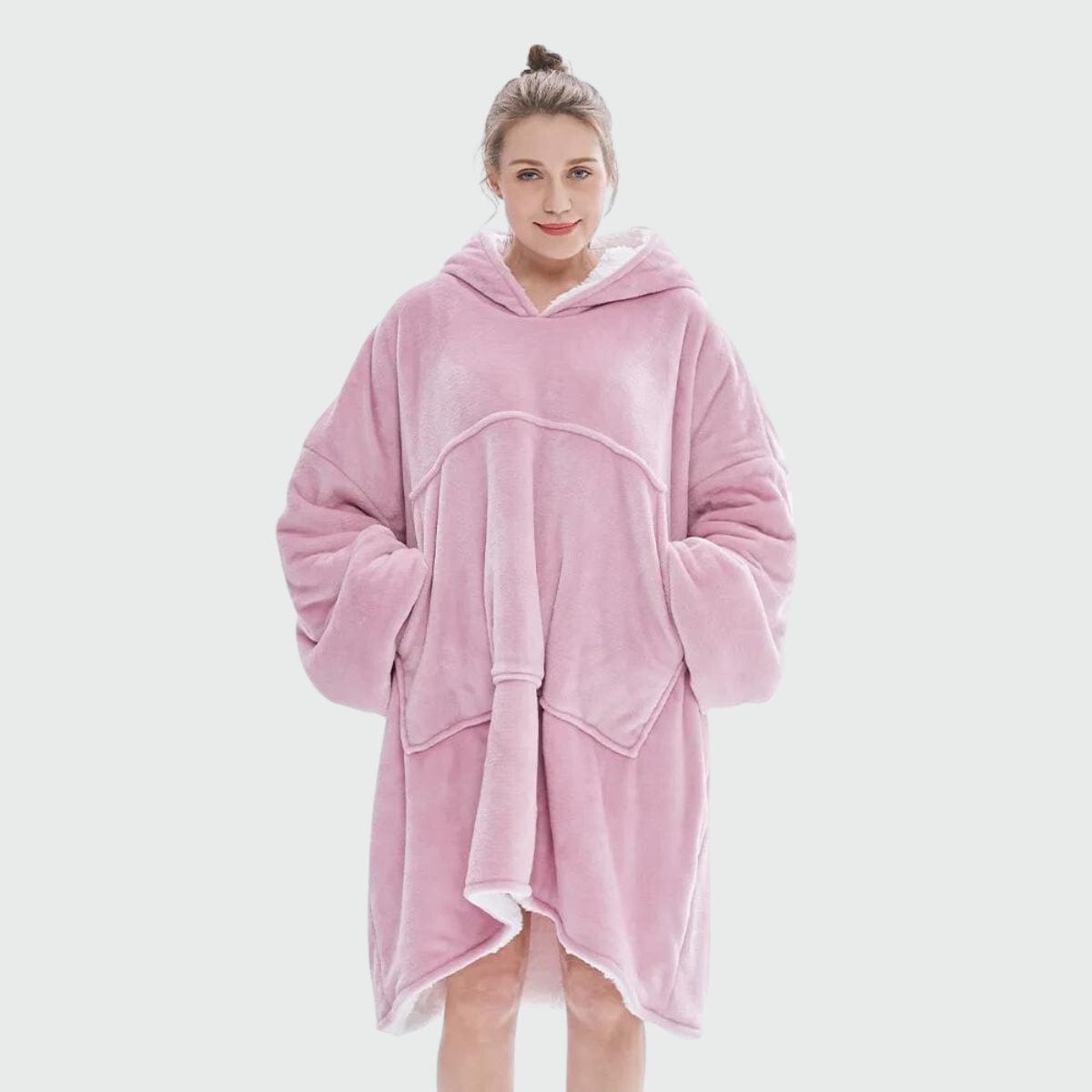 Poncho Polaire Femme pour l'Hiver rose clair / unique