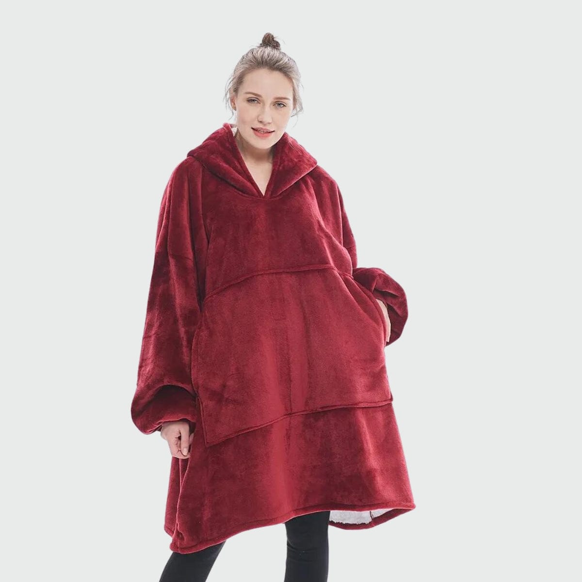 Poncho Polaire Femme pour l'Hiver rouge / unique