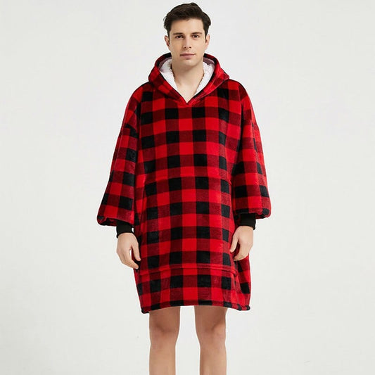 Poncho Polaire pour Homme "CosyWrap" Rouge & Noir