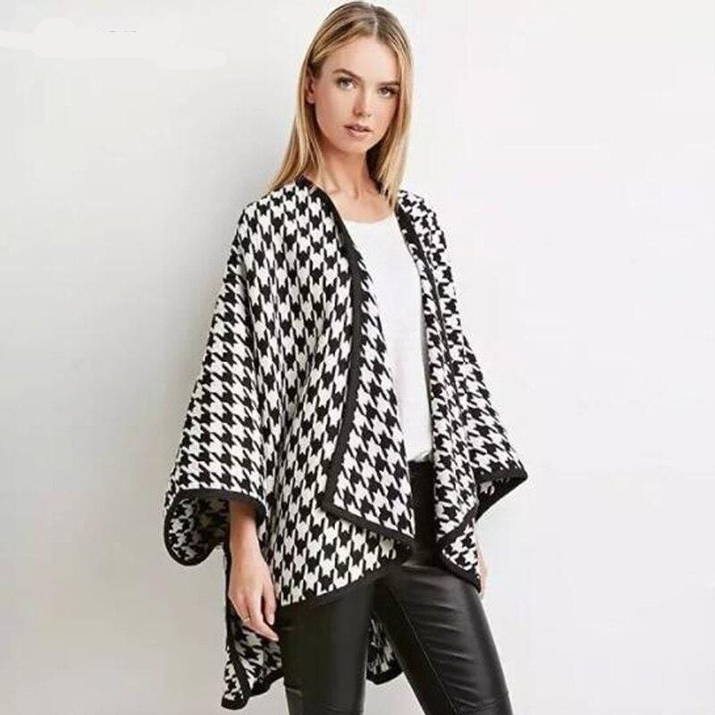 Poncho pour Femme Noir et Blanc Élégant Noir & Blanc