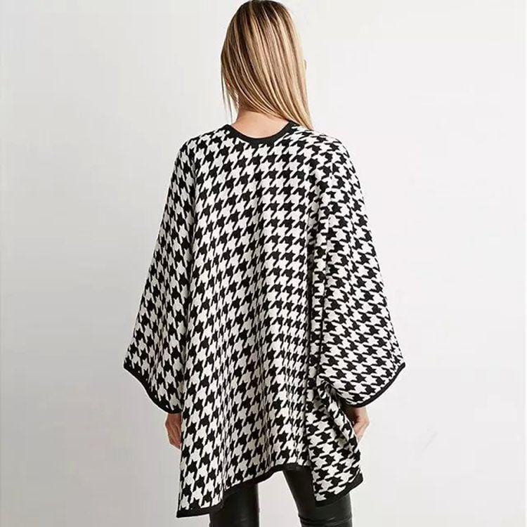 Poncho pour Femme Noir et Blanc Élégant Noir & Blanc