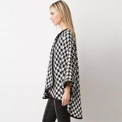 Poncho pour Femme Noir et Blanc Élégant Noir & Blanc