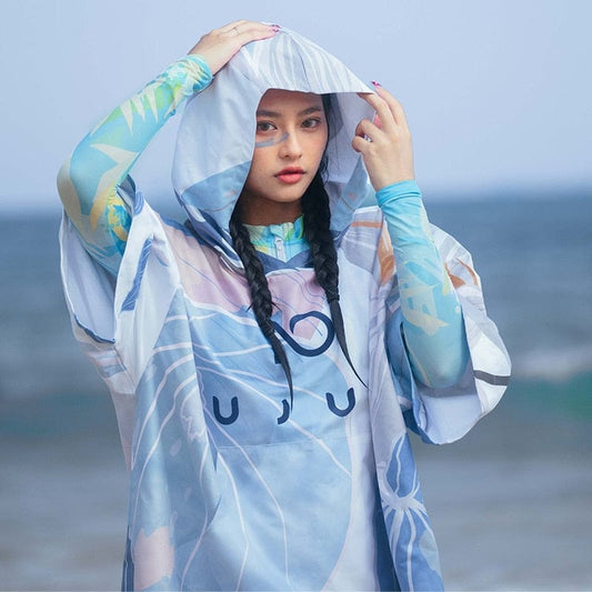 Poncho Surf Art Moderne Bleu