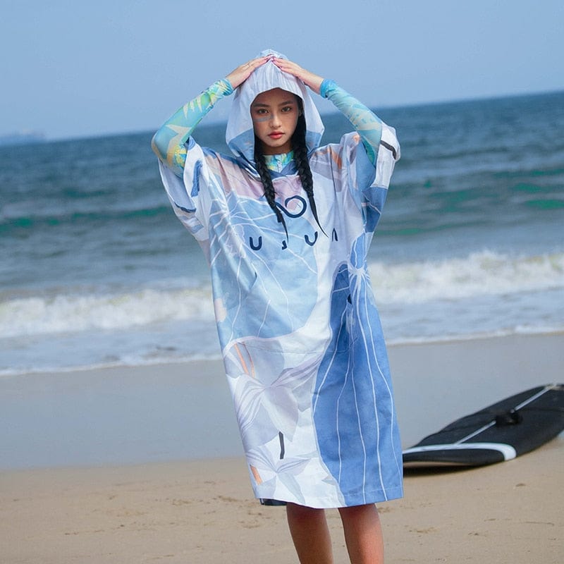 Poncho Surf Art Moderne Bleu