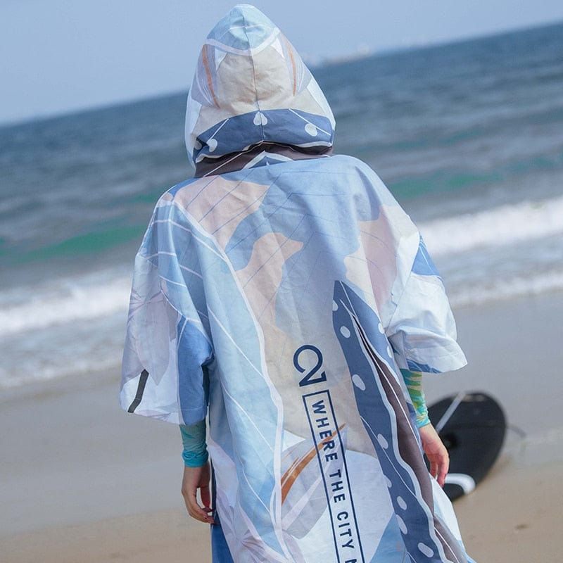 Poncho Surf Art Moderne Bleu