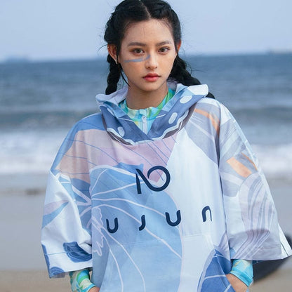 Poncho Surf Art Moderne Bleu