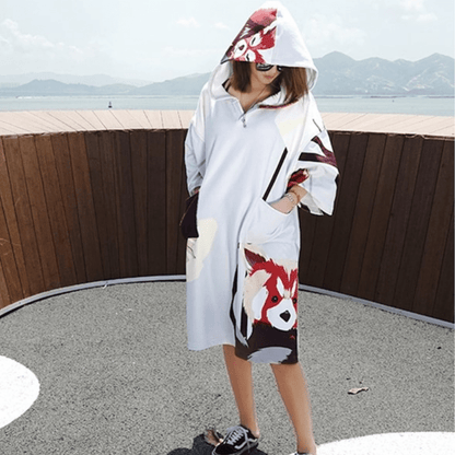 Poncho Surf Femme Blanc