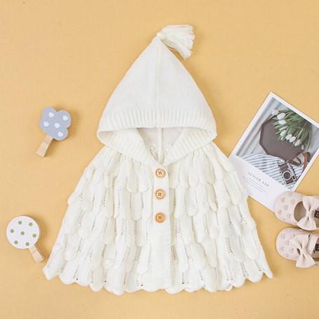 Poncho Tricot Bébé CozyKnits blanc / 12 mois