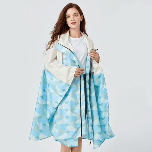 Poncho X-Pluie bleu & beige