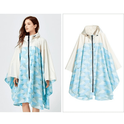 Poncho X-Pluie bleu & beige